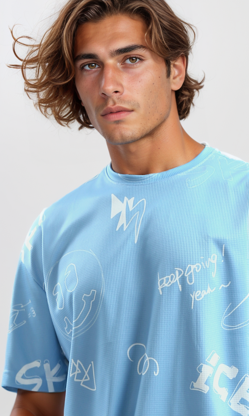 O182817 Summer Patterned Tee Elbow-Sleeves