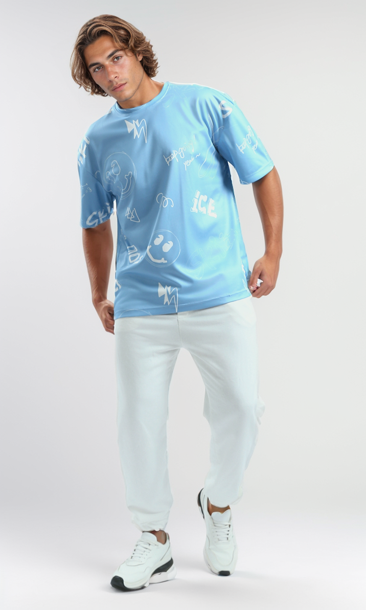 O182817 Summer Patterned Tee Elbow-Sleeves