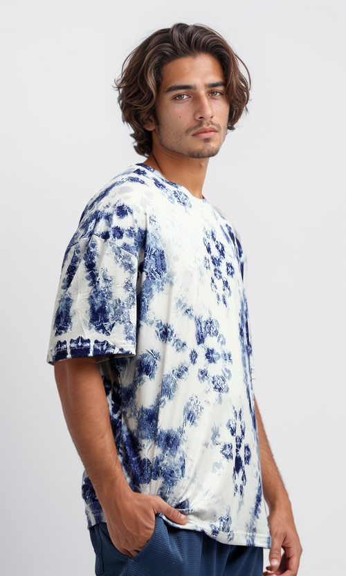 O182818 Round Neck Slip On Multicolour Patterned Tee