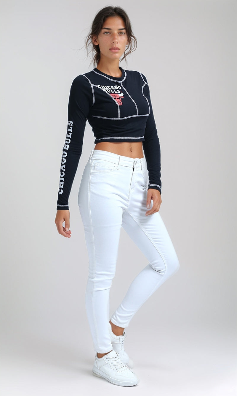 O182849 - Long Sleeves Printed ''Chicago Bulls'' Tee - Black