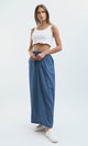 O182850 Elastic Waist Slip On Medium Blue Skirt Two Pockets