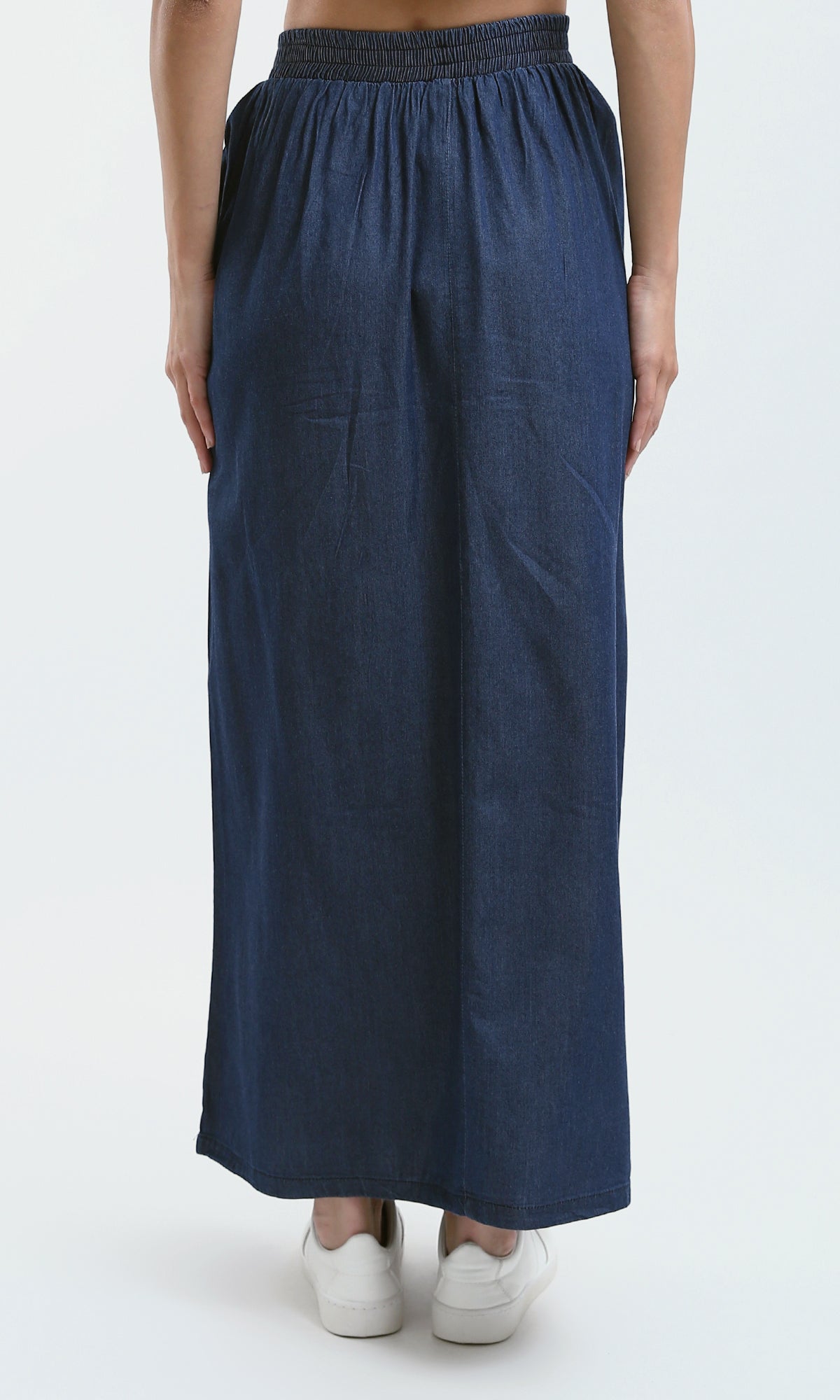 O182851 Cotton Jeans Skirt With Elastic Waist - Dark Blue