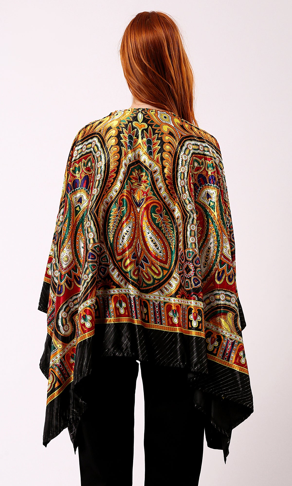 O182854 Patterned Black & Gold Stain Cardigan With Open Neckline