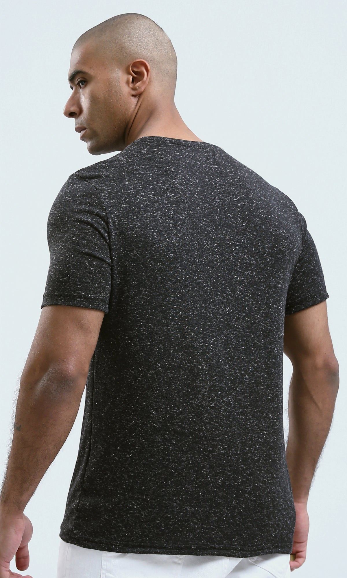 O182887 - Round Neck Comfort Heather Black Summer Tee