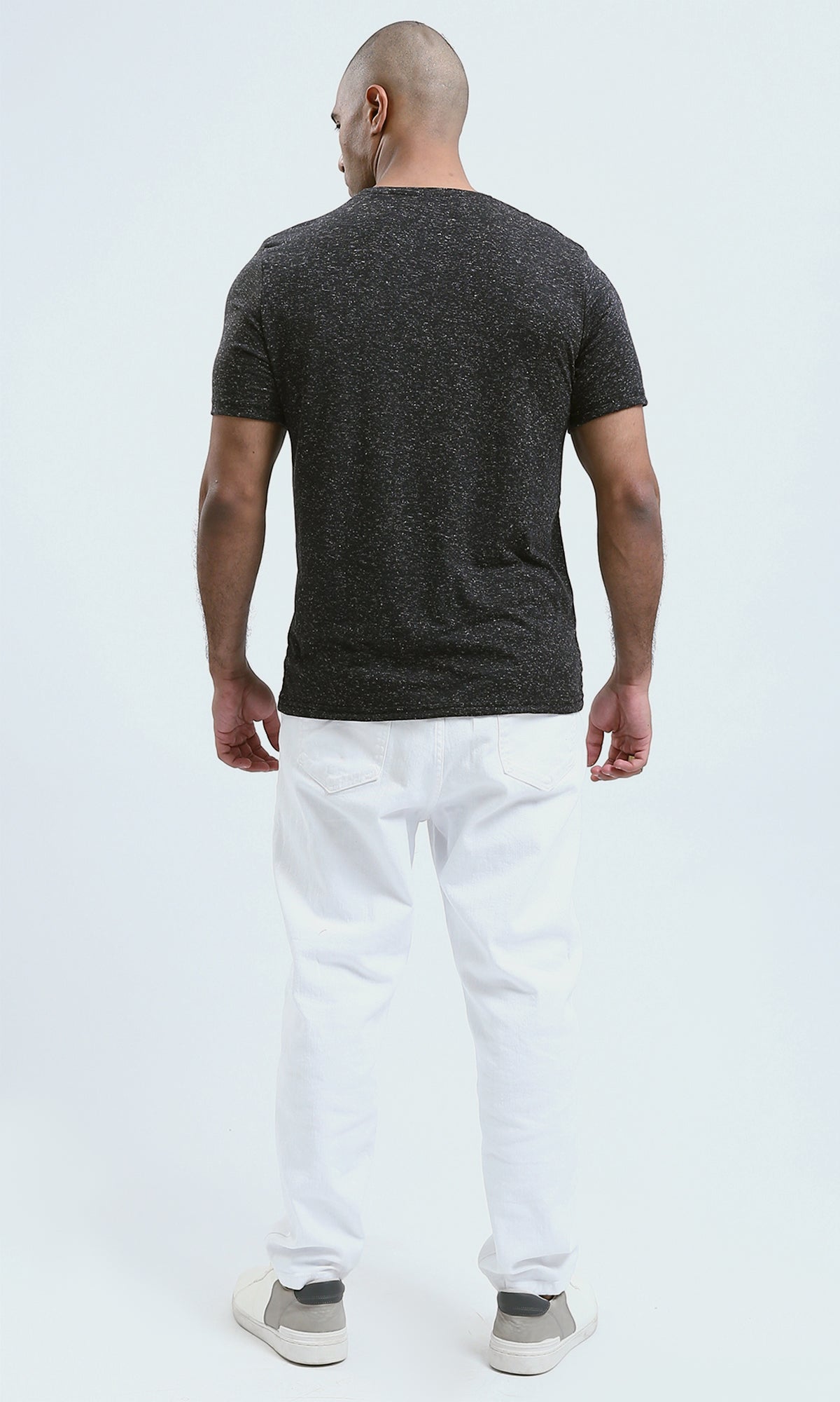 O182887 - Round Neck Comfort Heather Black Summer Tee