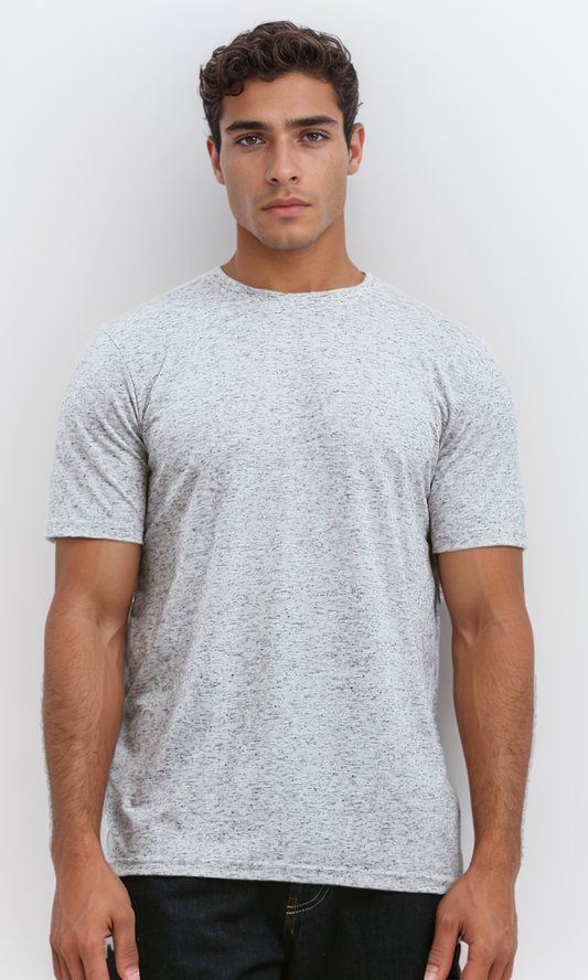 O182892 Short Sleeves Heather Light Grey Summer Tee