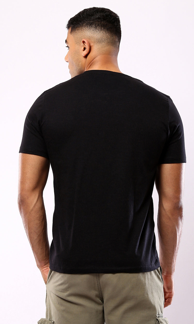 O182894 Solid Short Sleeves Black Basic Tee