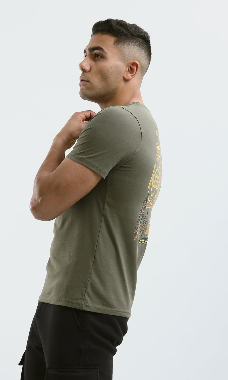 O182900 "Keep Me Wild" Olive Printed Summer Tee