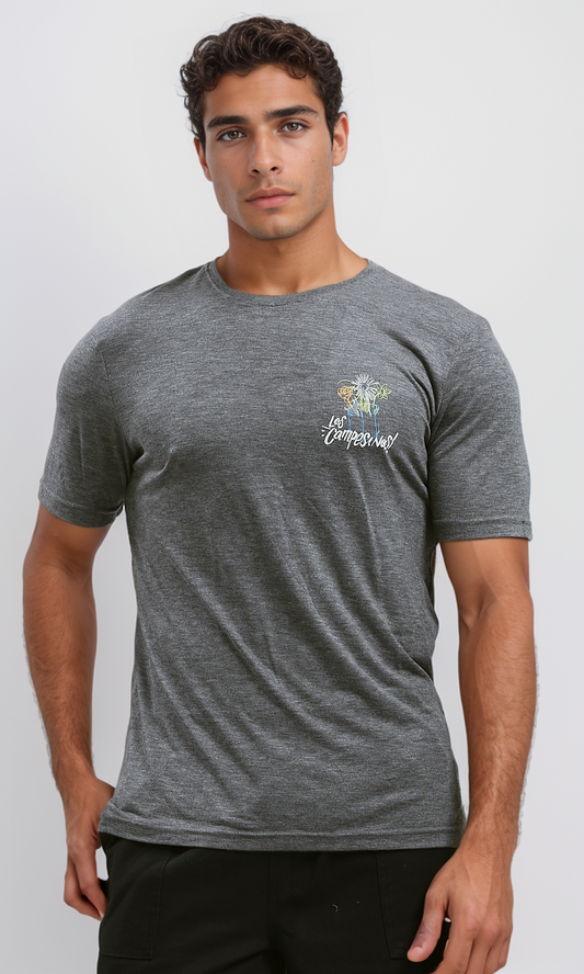 O182903 Printed Heather Dark Grey Cotton Summer Tee