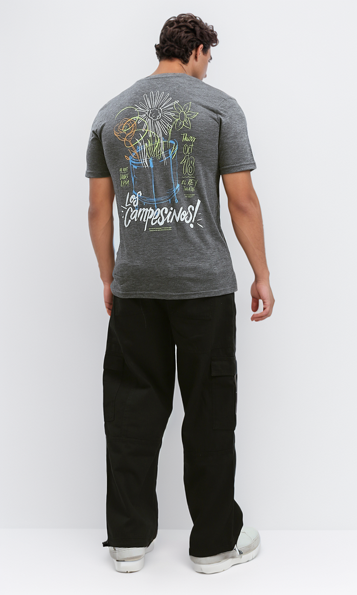 O182903 Printed Heather Dark Grey Cotton Summer Tee