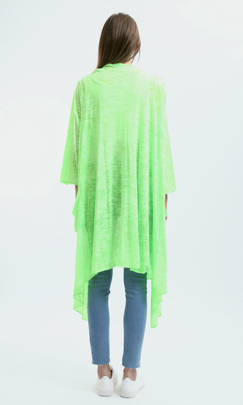 O182996 Long Sleeves Loose Fit Heather Neon Green Cardigan