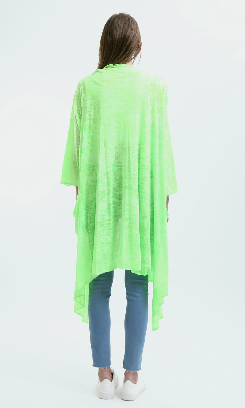 O182996 Long Sleeves Loose Fit Heather Neon Green Cardigan