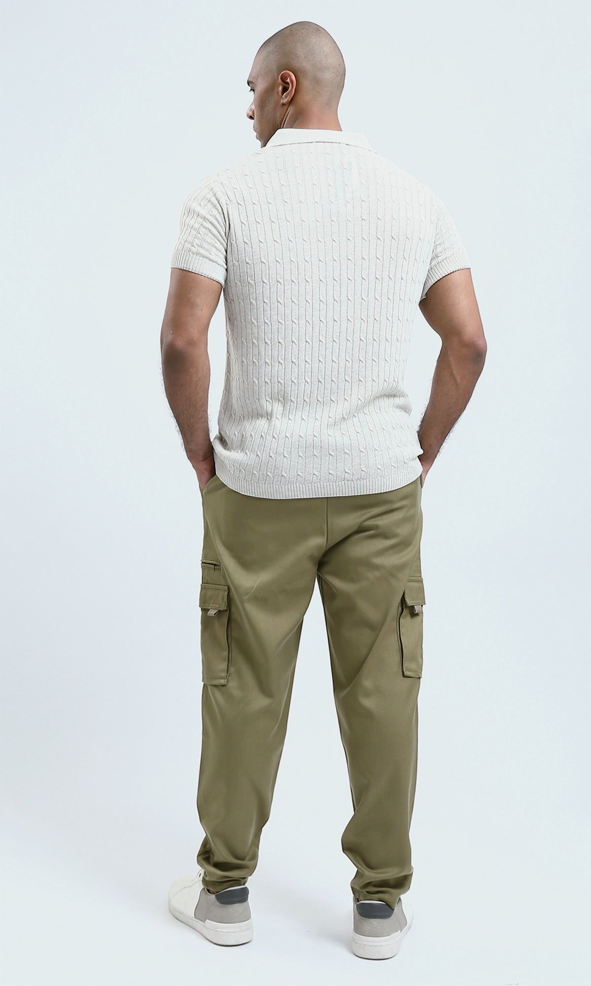 O183062 Short Sleeves Off-White Knitted Polo Shirt