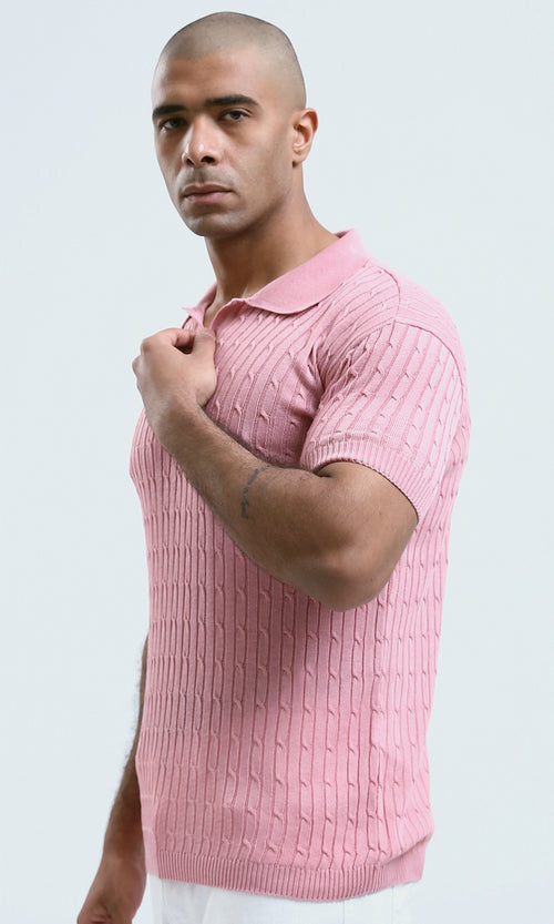 O183063 - Rose Solid Polo Shirt with Classic Collar