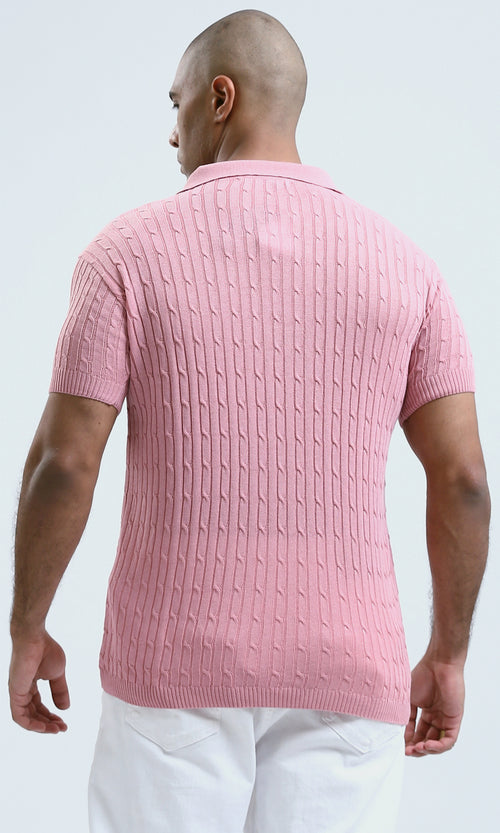 O183063 - Rose Solid Polo Shirt with Classic Collar