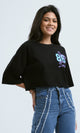 O183084 Elbow-Sleeves Printed Black Short Tee