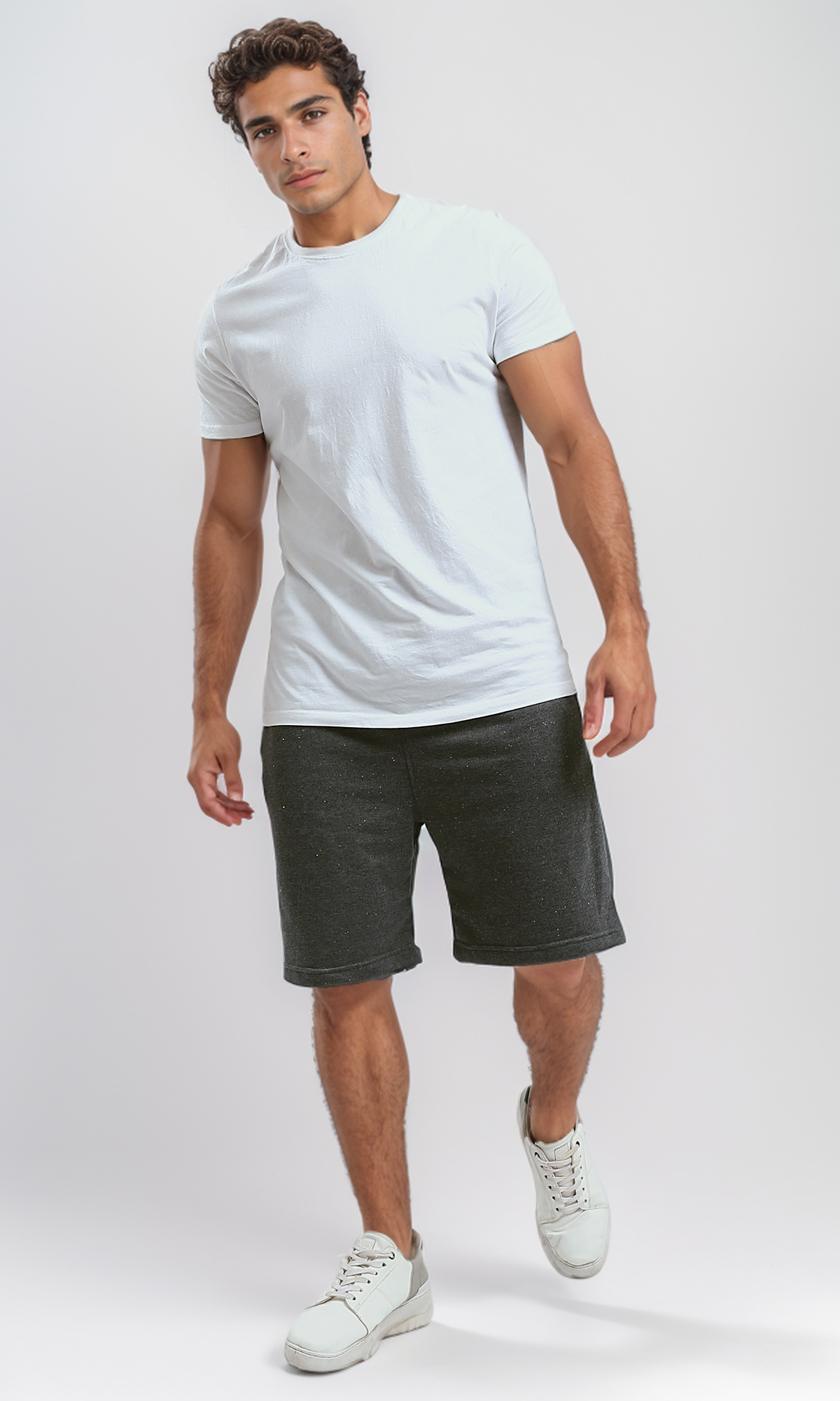 O187108 Heather Dark Grey Cotton Comfy Shorts