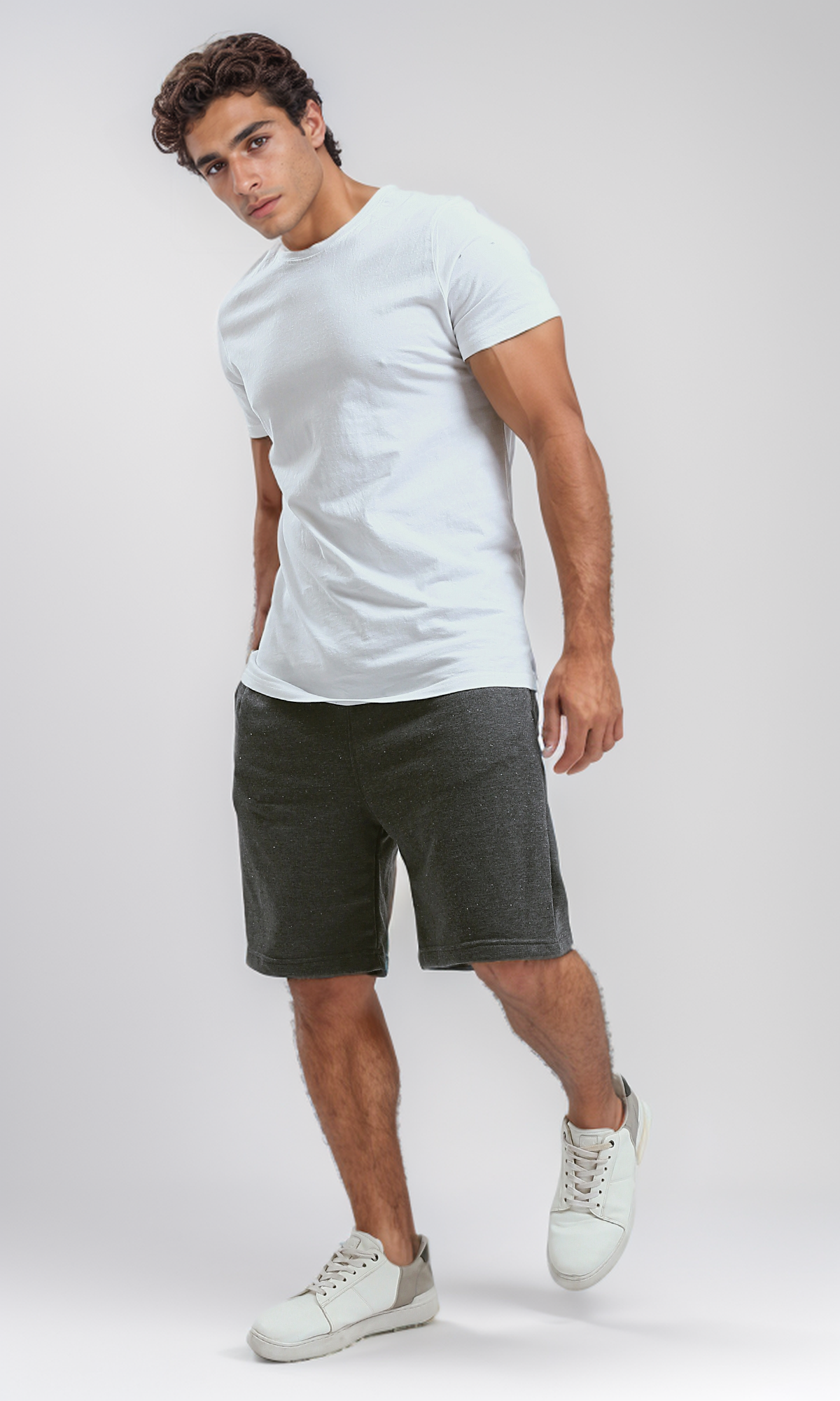 O187108 Heather Dark Grey Cotton Comfy Shorts