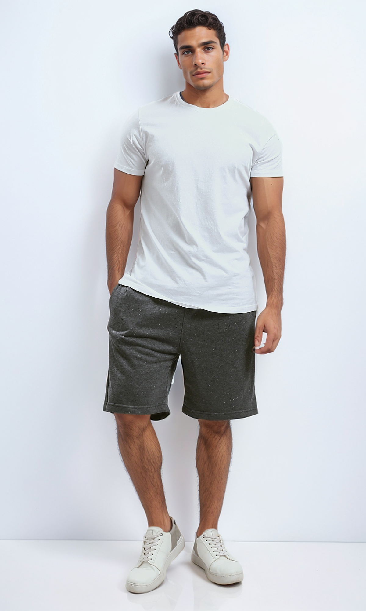 O187108 Heather Dark Grey Cotton Comfy Shorts