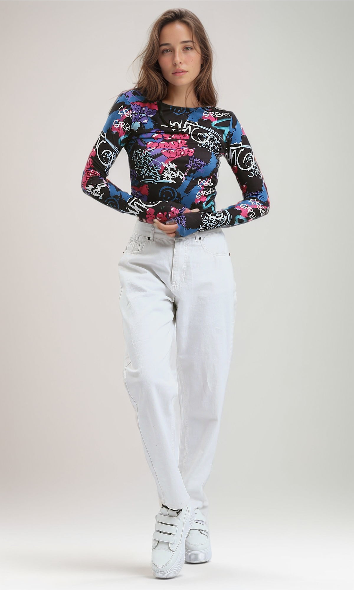 O187838 Feminine Long Sleeves Multicolour With Side Elastic