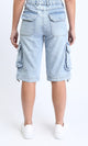 O187846 - Casual Long Denim Shorts with Pockets - Light Blue