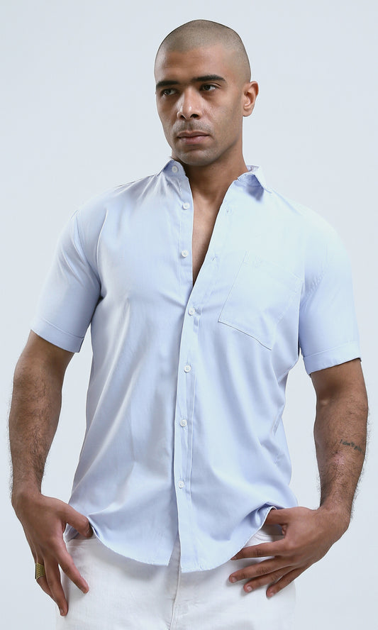 O187855 Light Blue Short Sleeves With Front Pocket