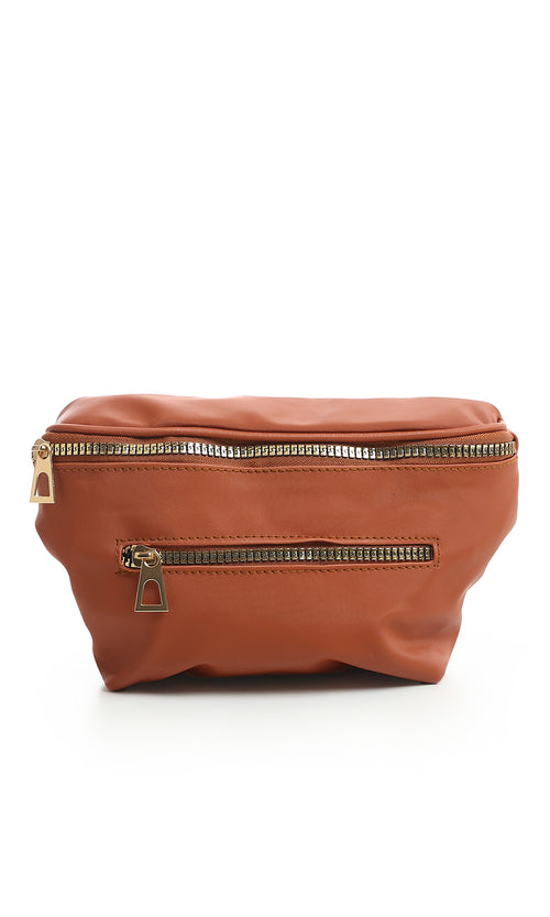Caramel Faux Leather Dual-Zip Waist Pack - O188146