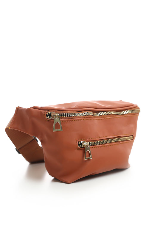 Caramel Faux Leather Dual-Zip Waist Pack - O188146