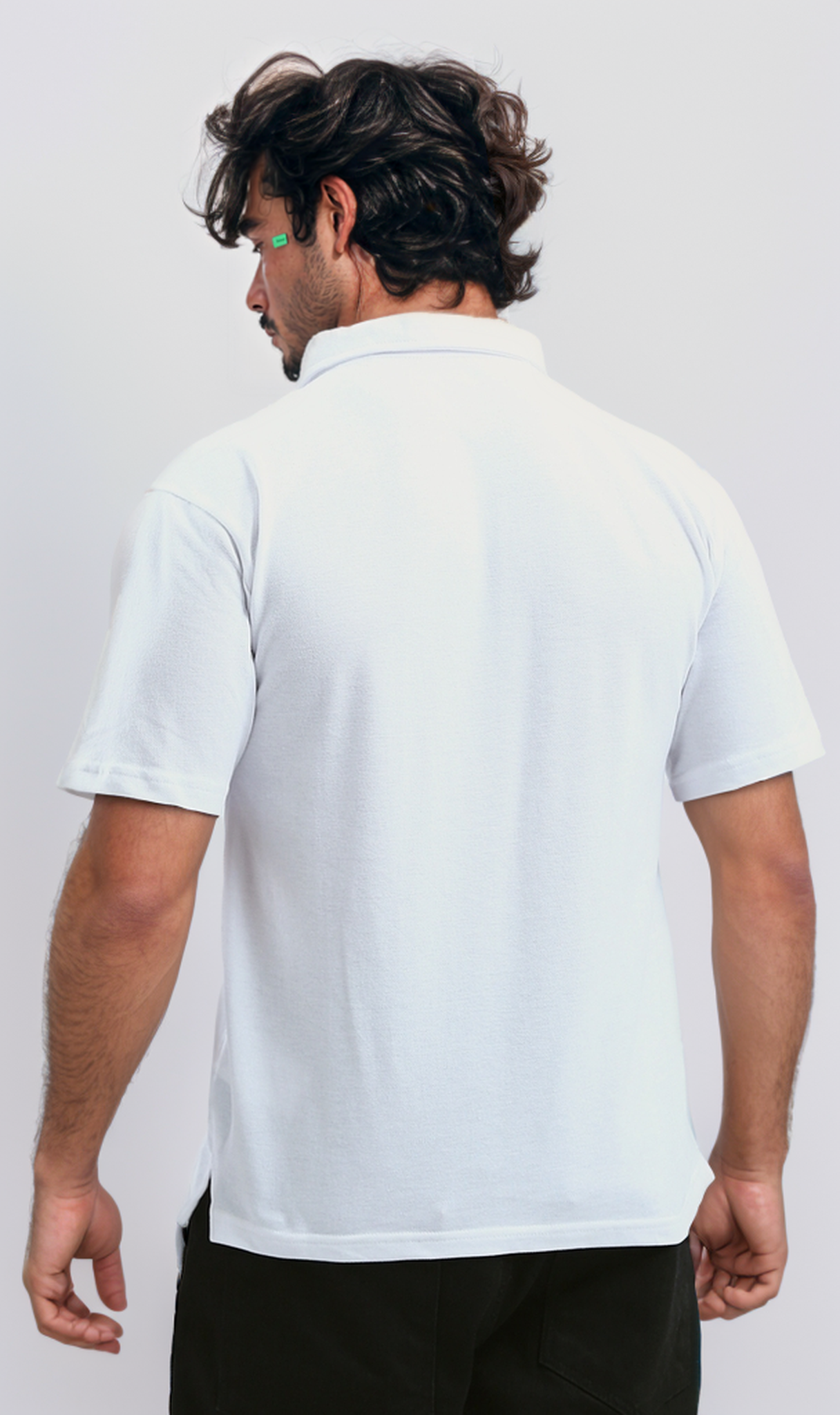 O188290 Buttoned Neck Short Sleeves White Polo Shirt