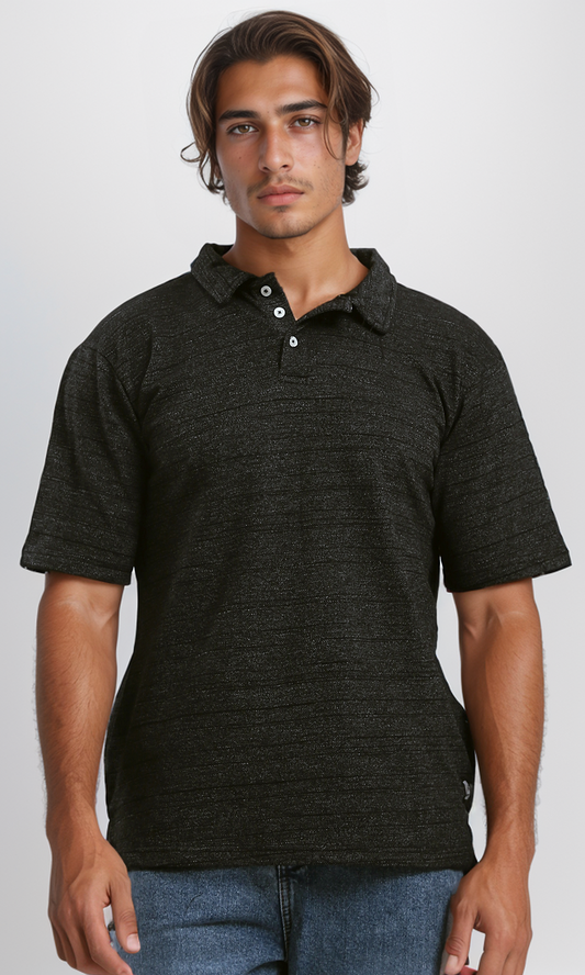 O188291 Short Sleeves Heather Black Polo Shirt