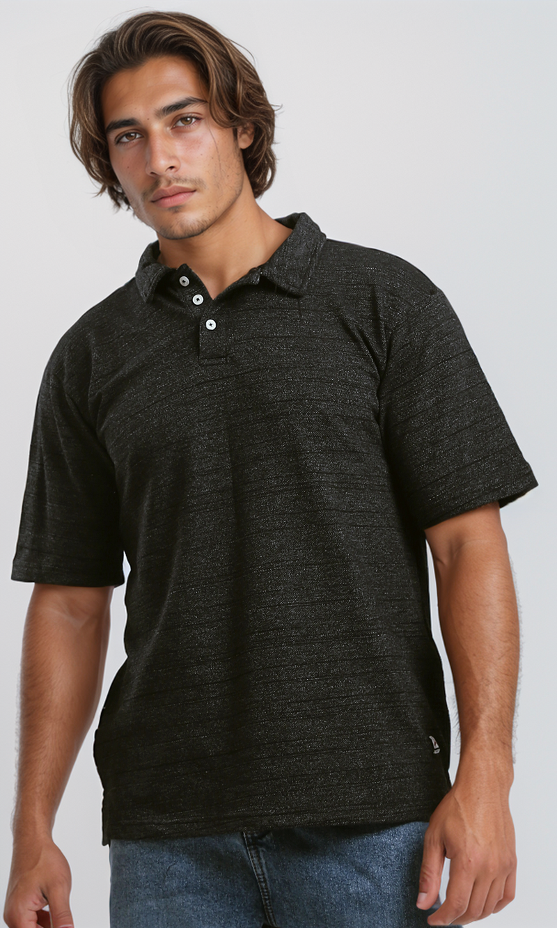O188291 Short Sleeves Heather Black Polo Shirt
