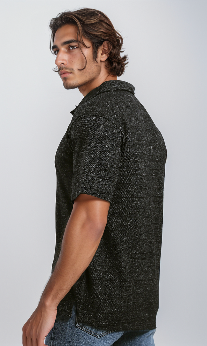 O188291 Short Sleeves Heather Black Polo Shirt