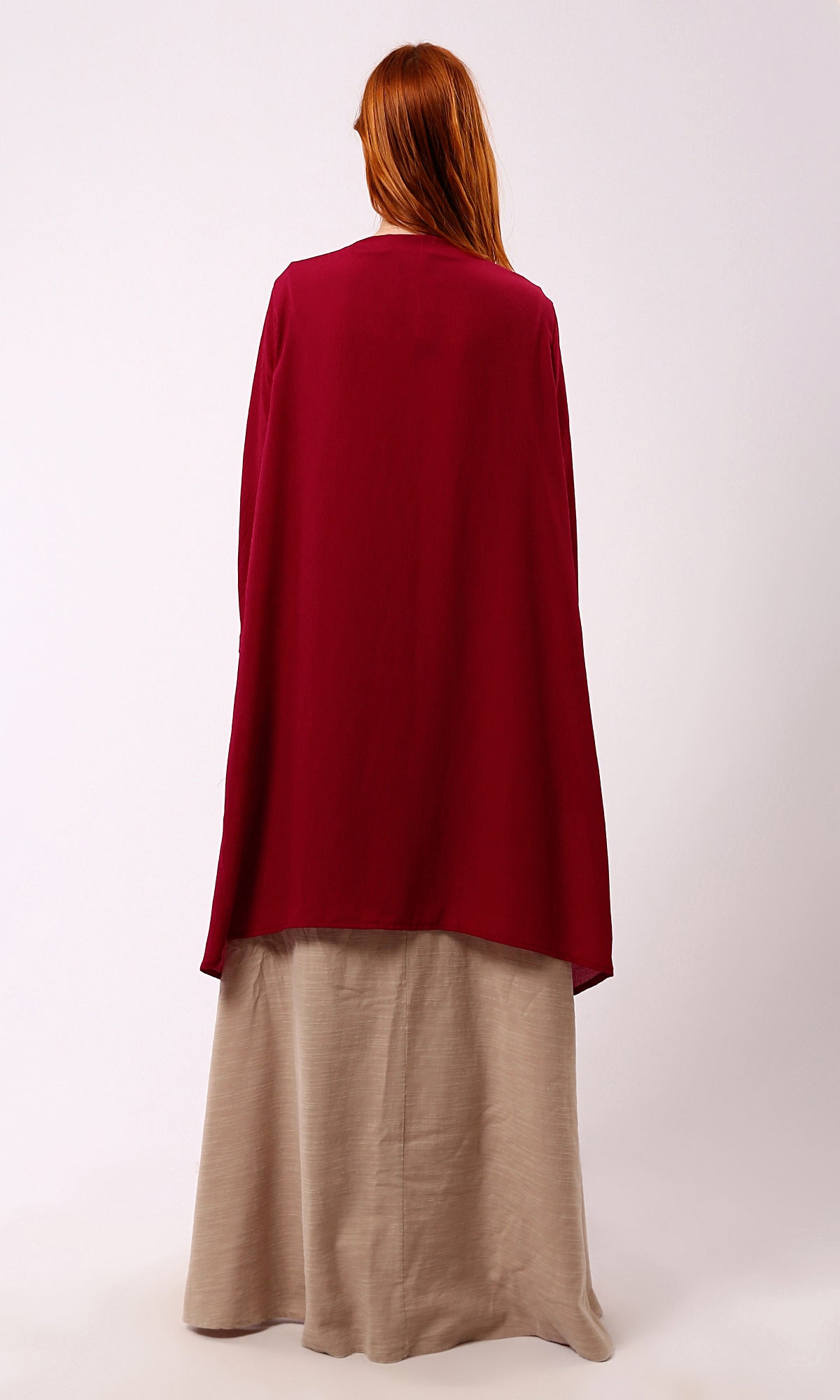 O188298 Dark Red Summer Cardigan With Side Pockets