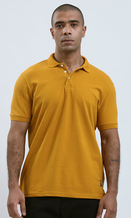 O188325 Buttoned Classic Collar Mustard Polo Shirt