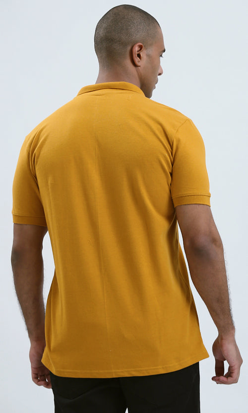 O188325 Buttoned Classic Collar Mustard Polo Shirt
