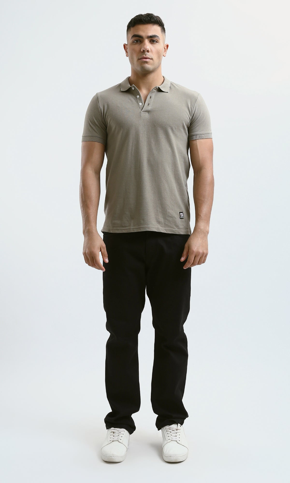 O188326 Solid Short Sleeves Smokey Taupe Polo Shirt