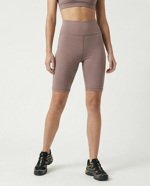 Ravin High-Waisted Compressive Biker Shorts in Muted Mauve - O188393