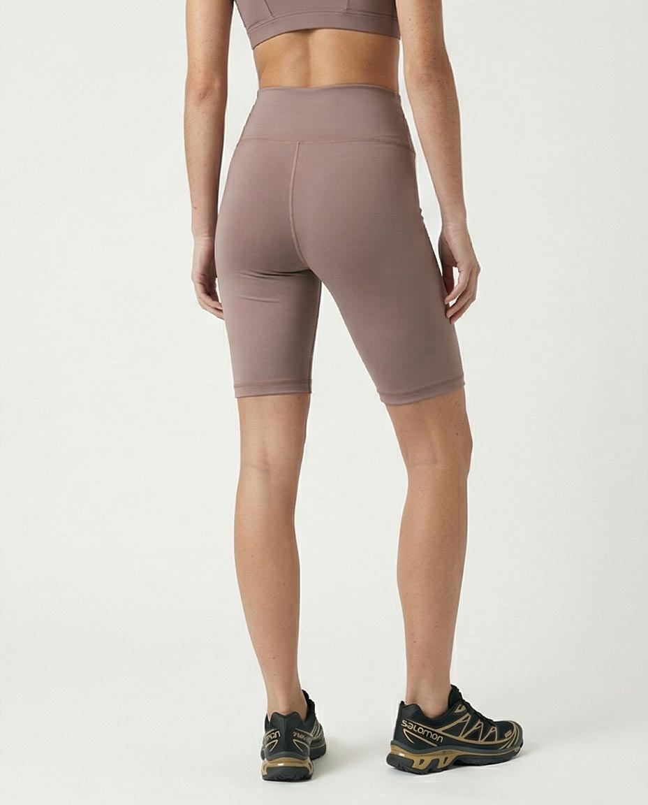 Ravin High-Waisted Compressive Biker Shorts in Muted Mauve - O188393