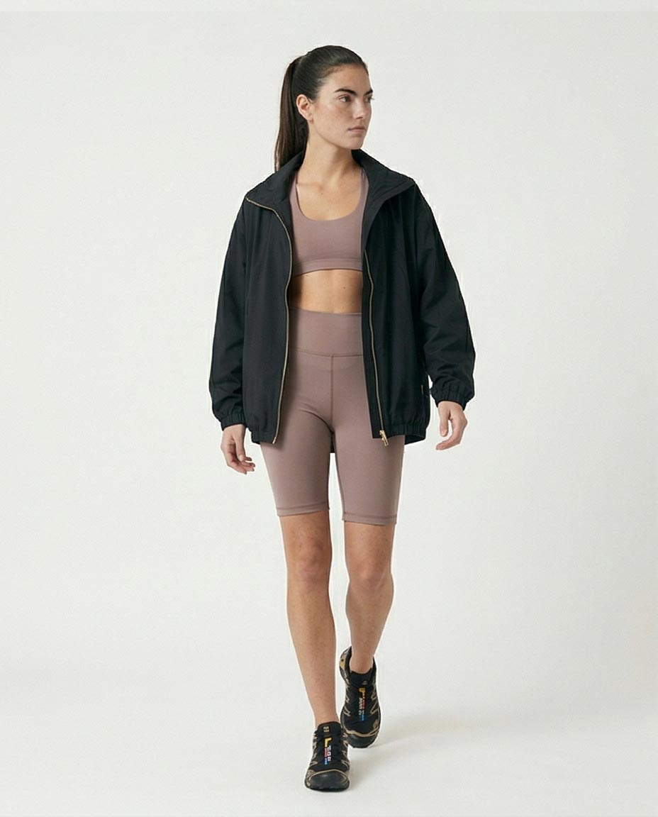 Ravin High-Waisted Compressive Biker Shorts in Muted Mauve - O188393