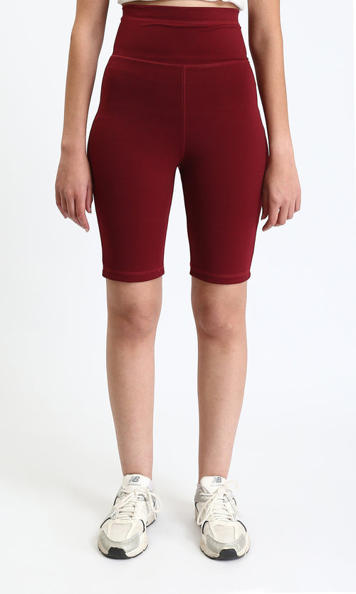 O188394 - Wide Waist Slip On Shorts - Burgundy