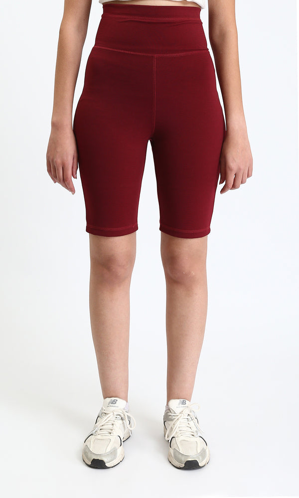 O188394 - Wide Waist Slip On Shorts - Burgundy