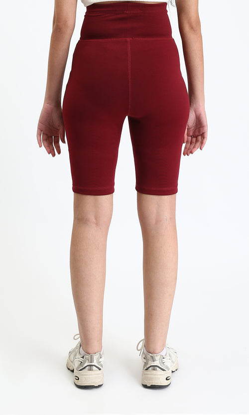 O188394 - Wide Waist Slip On Shorts - Burgundy