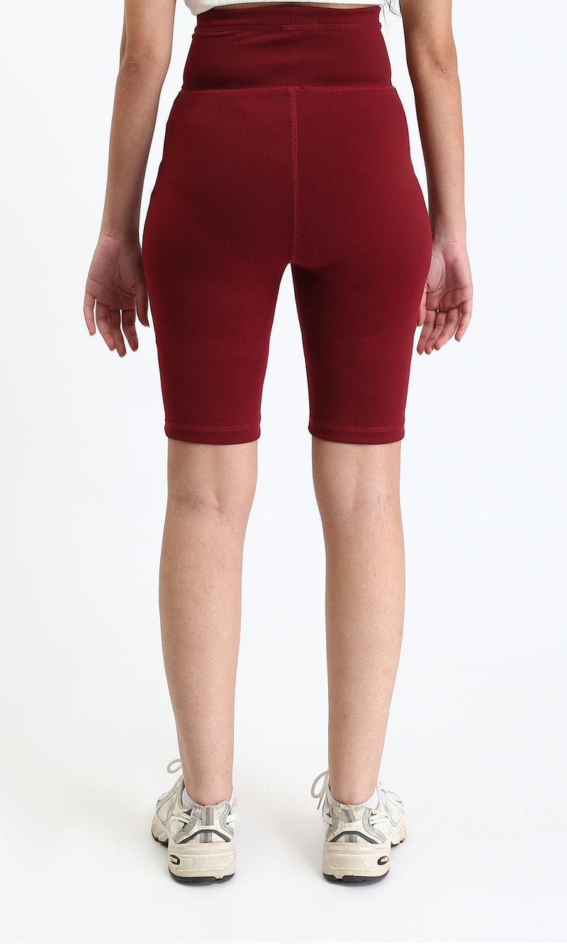 O188394 - Wide Waist Slip On Shorts - Burgundy