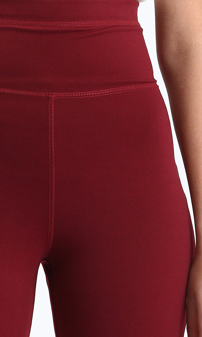 O188394 - Wide Waist Slip On Shorts - Burgundy
