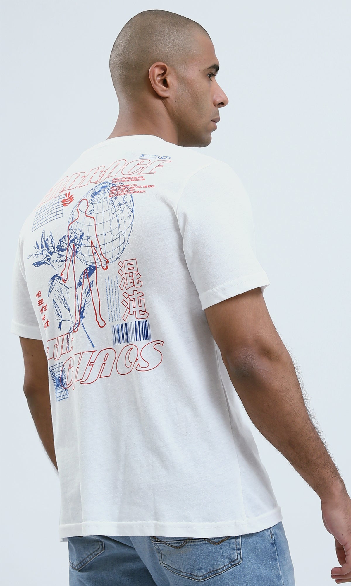 o188714 - Front & Back Print "Embrace" White Tee
