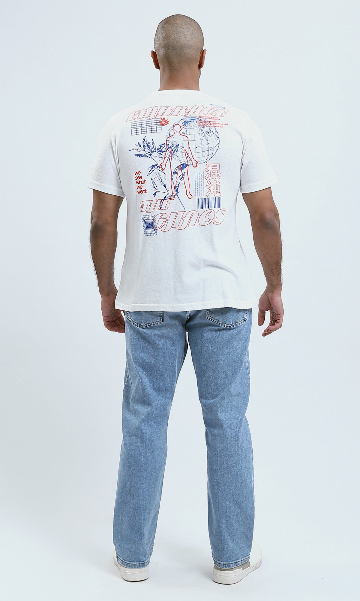 o188714 - Front & Back Print "Embrace" White Tee