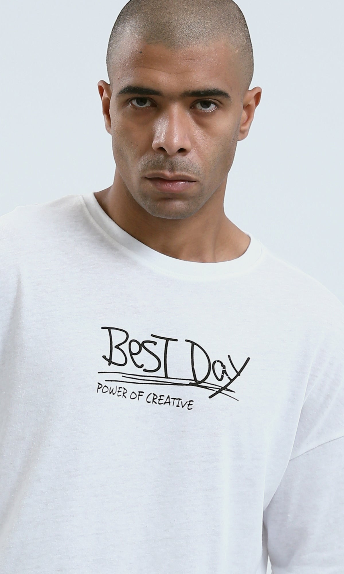 O188731 - Front & Back Print Elbow Sleeves Summer Tee - Off-White
