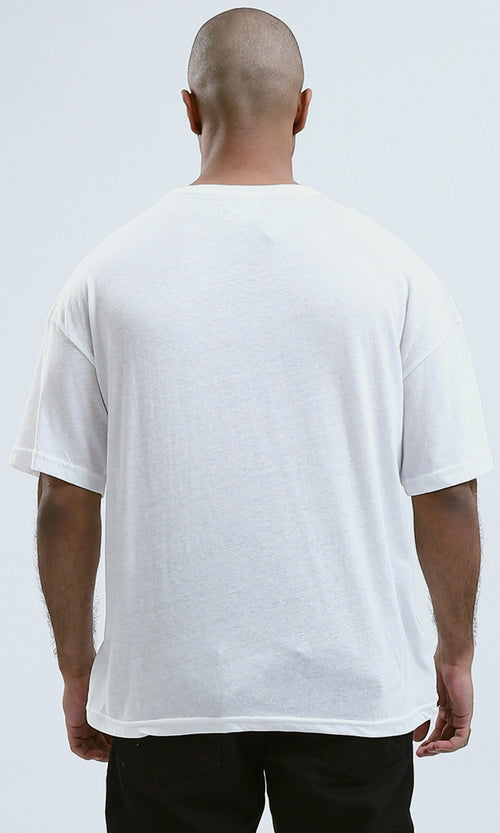 O188732 - Slip On Printed Heather White Cotton Tee