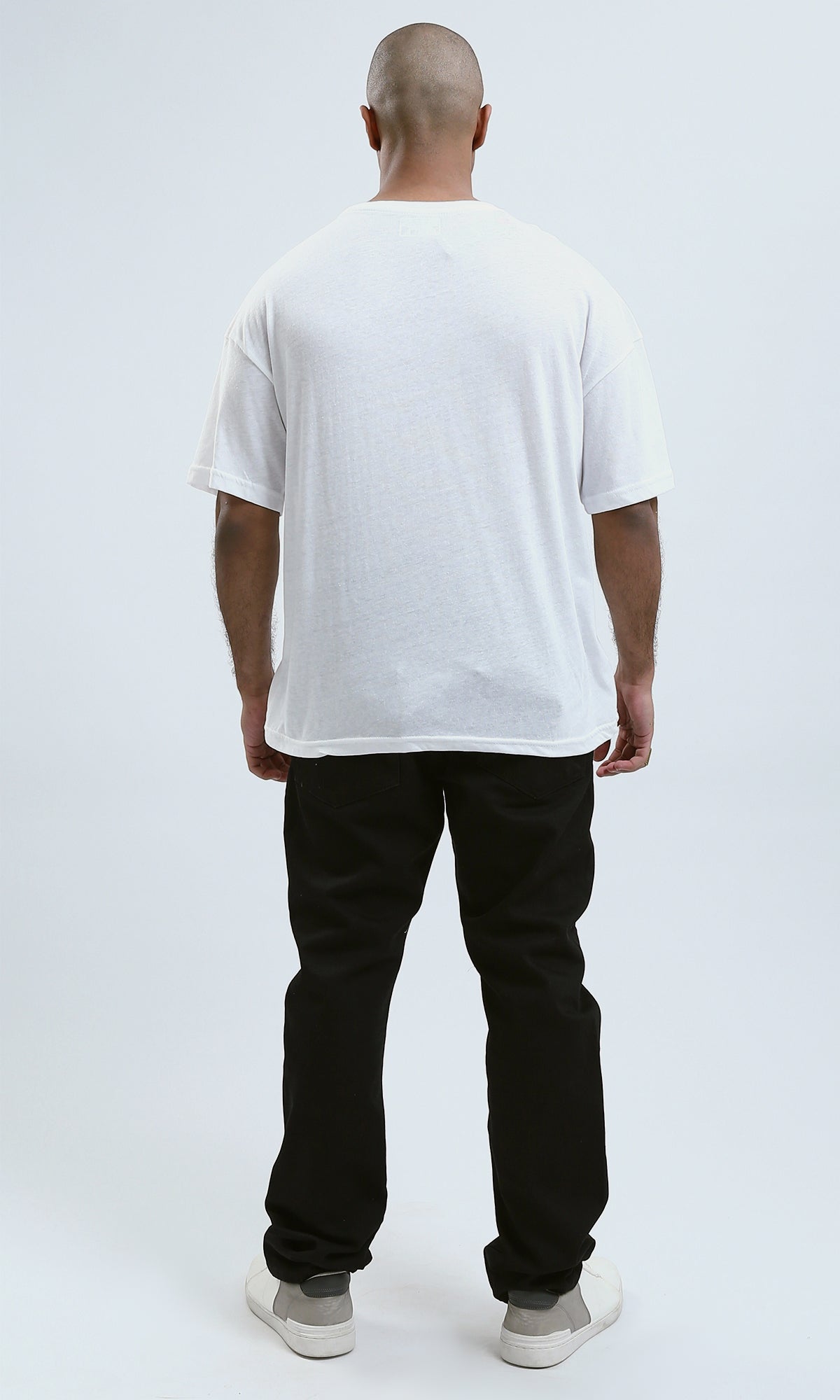O188732 - Slip On Printed Heather White Cotton Tee