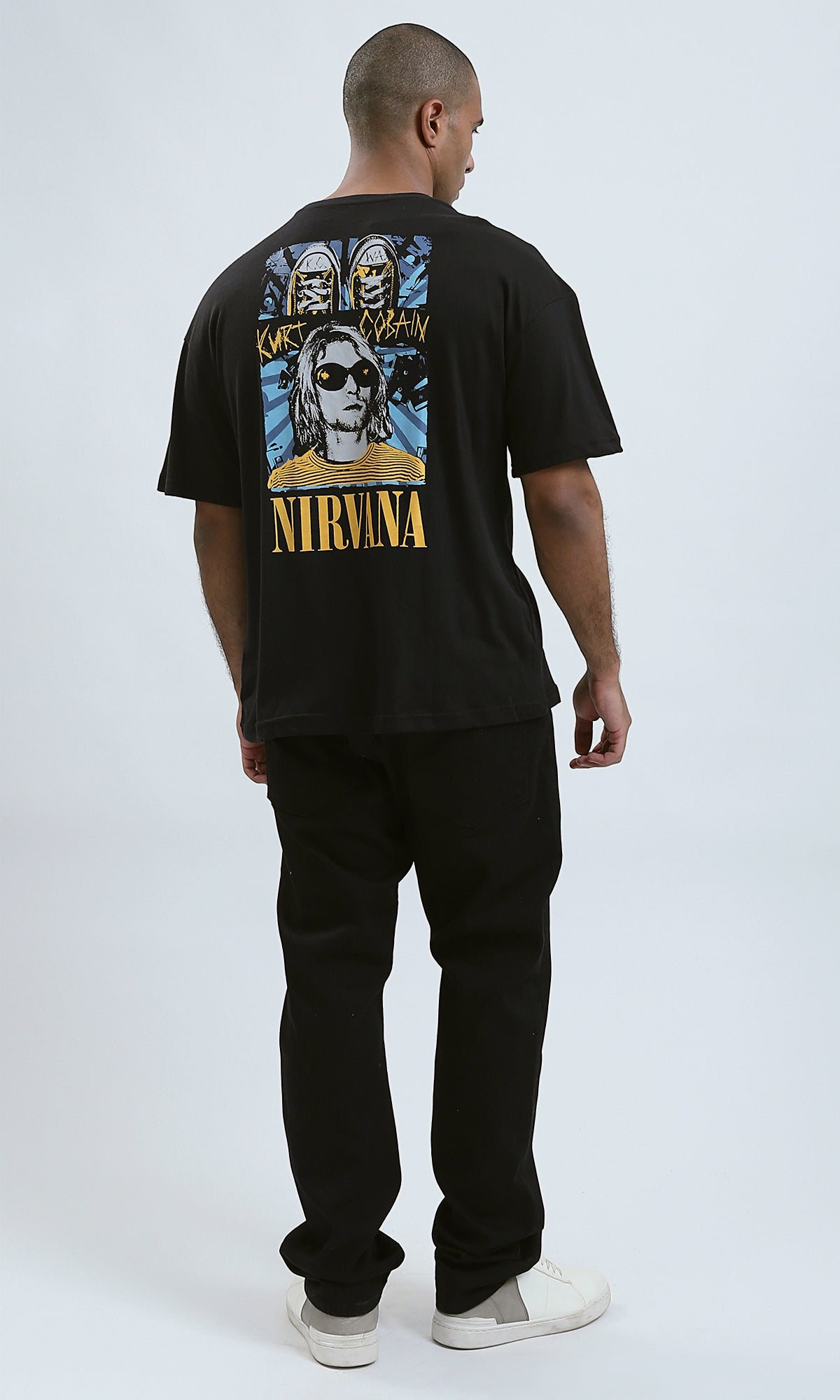 O188734 - Black Elbow Sleeves Slip On Solid Tee